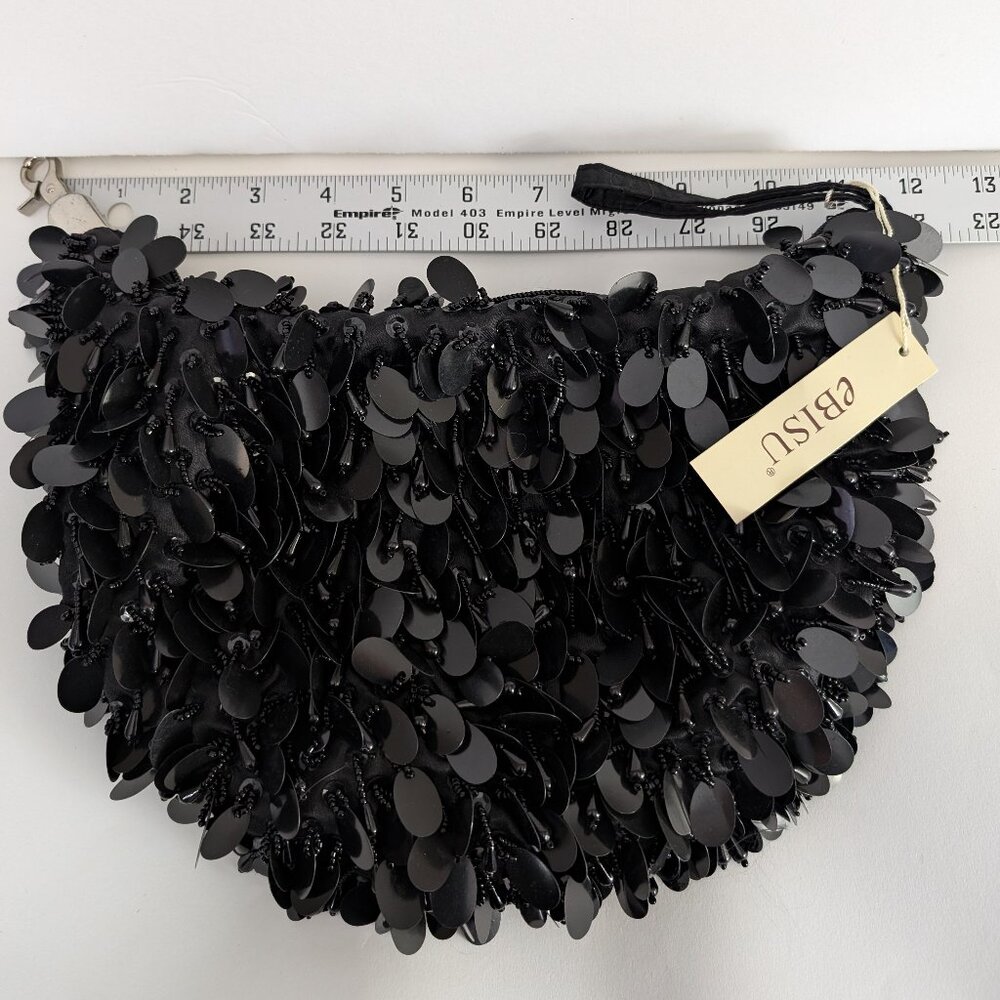 NEW Ebisu Black Sequins and Beads Wristlet, Holiday, Evening, Special Occasion